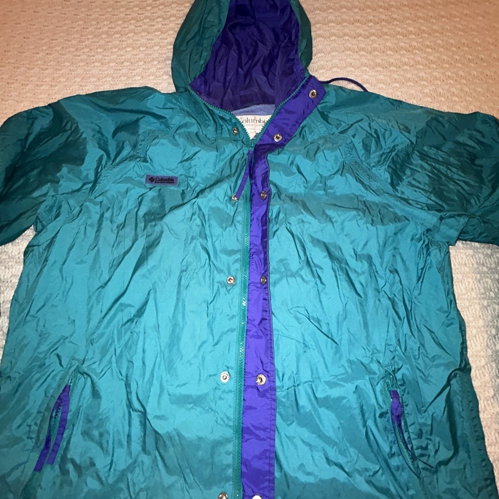 Vintage 90s Columbia OmniTech Men's Large Teal Purple Windbreaker Jacket‎